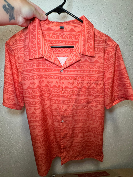 MENS MED BUTTON UP SHIRT - MOANA PRINT