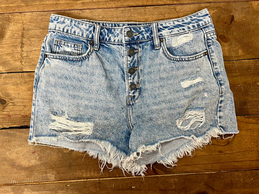 HIDDEN BRAND DISTRESSED BUTTON FLY DENIM SHORTS SIZE MED