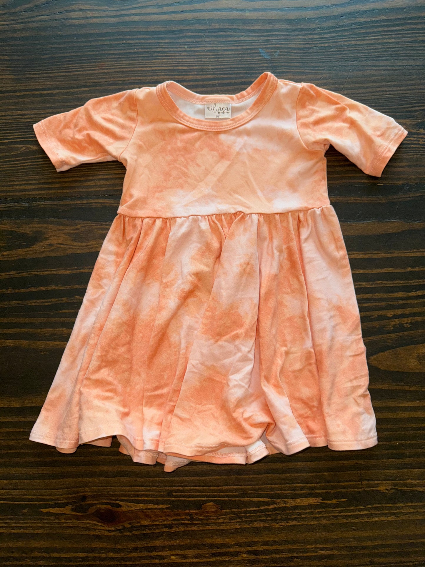 2/3 PEACH BAMBOO TWIRL DRESS