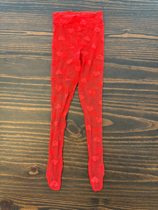 6M RED MESH HEART TIGHTS