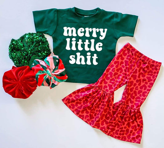 12M GREEN MERRY LITTLE SHIT TEE